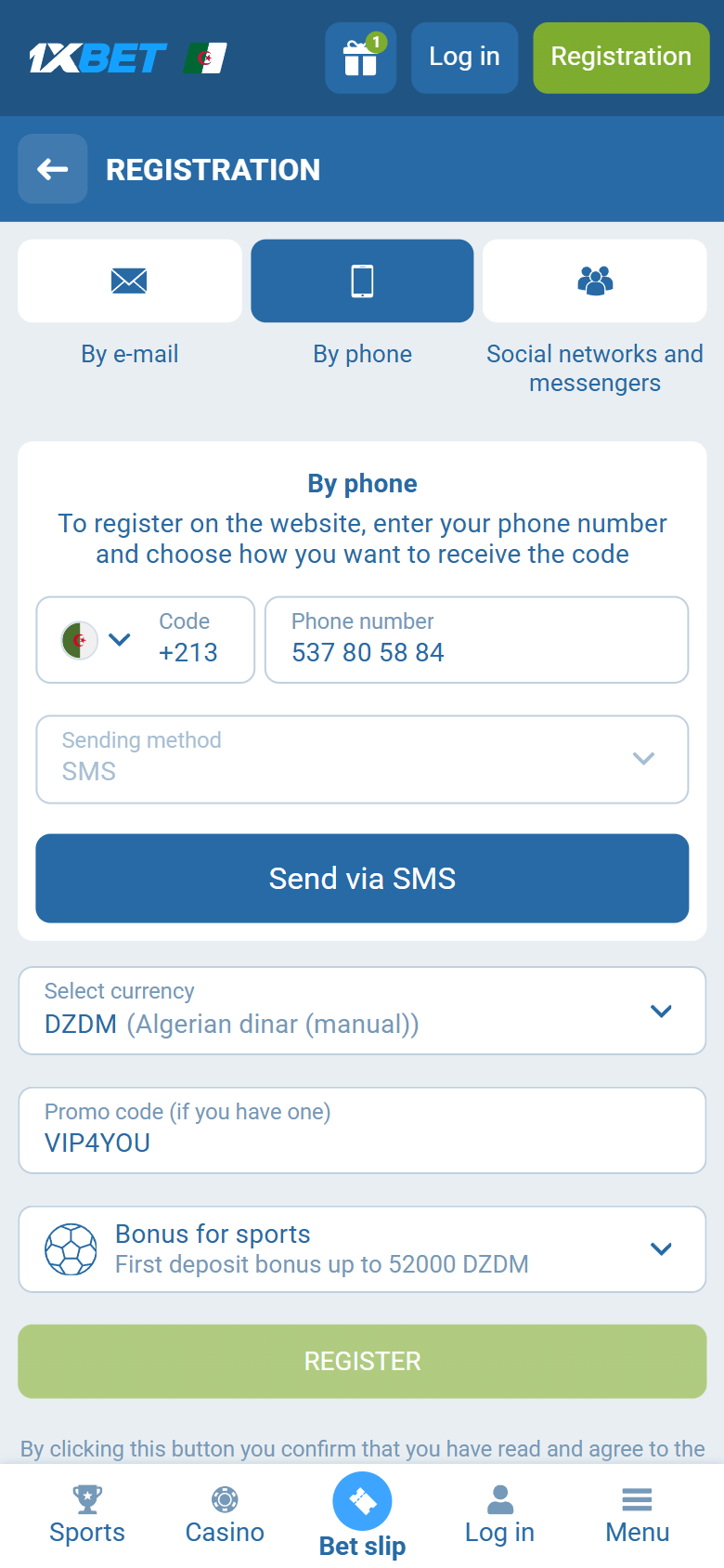 1xBet promo code Algeria VIP4YOU — Algeria registration By phone +213 DZDM first deposit bonus up to 52000 DZDM REGISTER 1xBet promo code Algeria VIP4YOU — Algeria registration By phone +213 DZDM first deposit bonus up to 52000 DZDM REGISTER