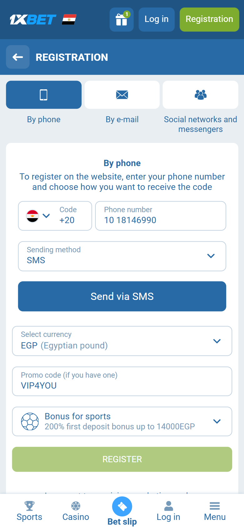 1xBet promo code Egypt VIP4YOU — Egypt registration By phone +20 EGP 200% first deposit bonus up to 14000 EGP REGISTER 1xBet promo code Egypt VIP4YOU — Egypt registration By phone +20 EGP 200% first deposit bonus up to 14000 EGP REGISTER