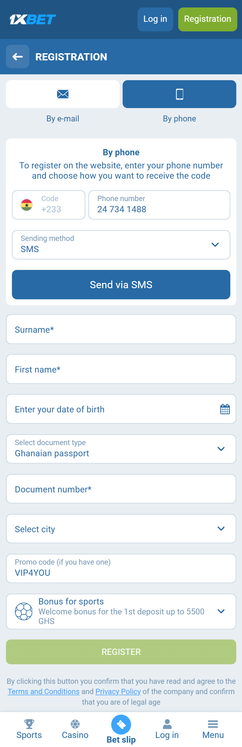 1xBet Ghana registration on 1xbet.com.gh — By phone +233, Ghanaian passport, VIP4YOU, welcome bonus up to 5500 GHS, REGISTER 1xBet Ghana registration on 1xbet.com.gh — By phone +233, Ghanaian passport, VIP4YOU, welcome bonus up to 5500 GHS, REGISTER