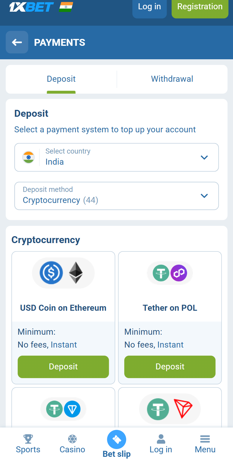 1xBet crypto deposit India — Cryptocurrency 44 USDC Ethereum Tether POL TON Tron 1xBet crypto deposit India — Cryptocurrency 44 USDC Ethereum Tether POL TON Tron