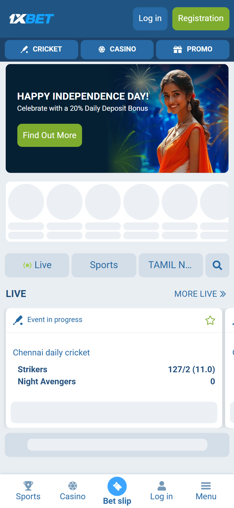 1xBet how to register India homepage tap Registration next to Log in