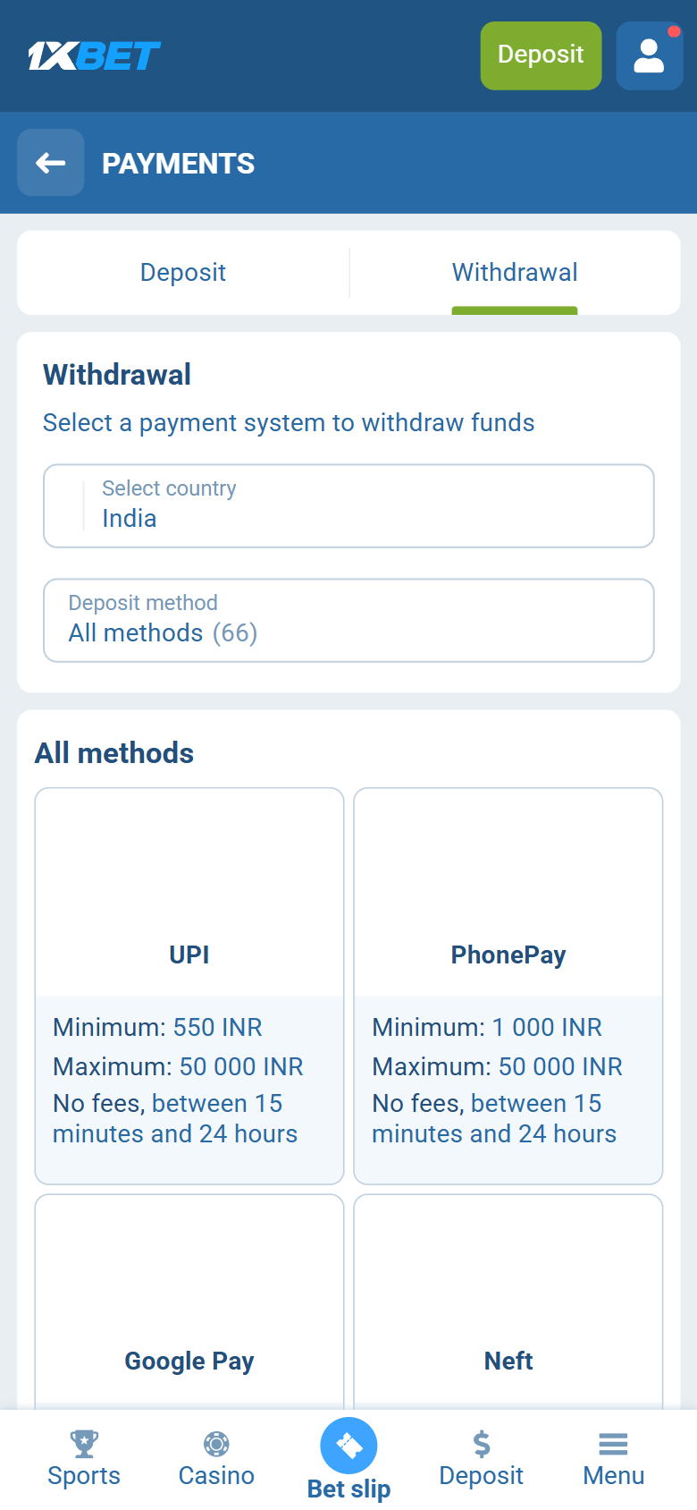 1xBet withdraw India UPI — Payments Withdrawal UPI 550 INR PhonePay Google Pay Neft 1xBet withdraw India UPI — Payments Withdrawal UPI 550 INR PhonePay Google Pay Neft