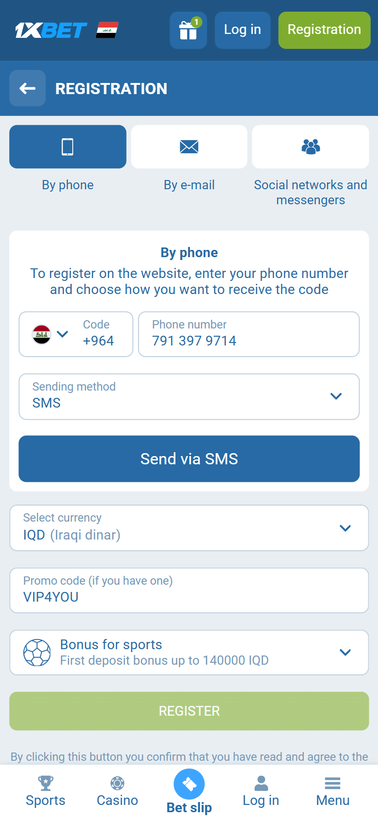 1xBet promo code Iraq VIP4YOU — Iraq registration By phone +964 IQD first deposit bonus up to 140000 IQD REGISTER 1xBet promo code Iraq VIP4YOU — Iraq registration By phone +964 IQD first deposit bonus up to 140000 IQD REGISTER