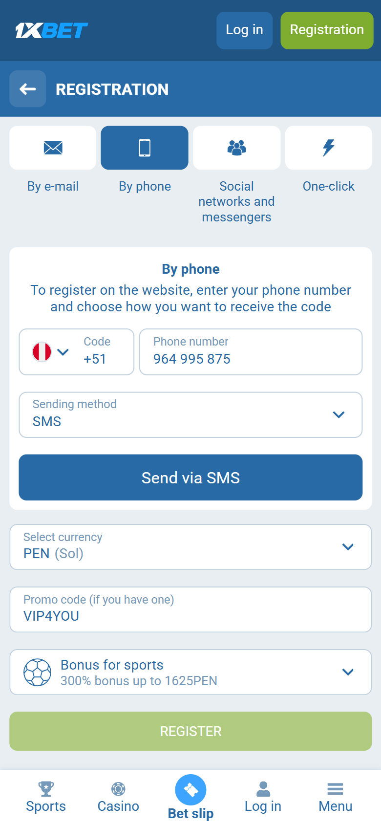 1xBet promo code Peru VIP4YOU — Peru registration By phone +51 PEN 300% bonus up to 1625 PEN REGISTER
