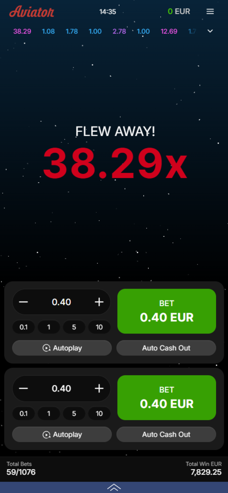1xBet Aviator flew away — 38.29x round ended stake lost if still open